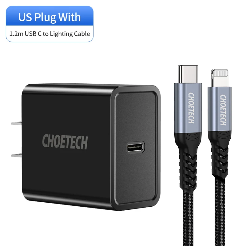 CHOETECH MFi usb type C для Lightning Кабель для iPhone 11 Pro X XS 8 PD18W быстрый USB C зарядный кабель для передачи данных для Macbook USB шнур зарядка для айфона кабель iphone - Цвет: Cable With US Plug