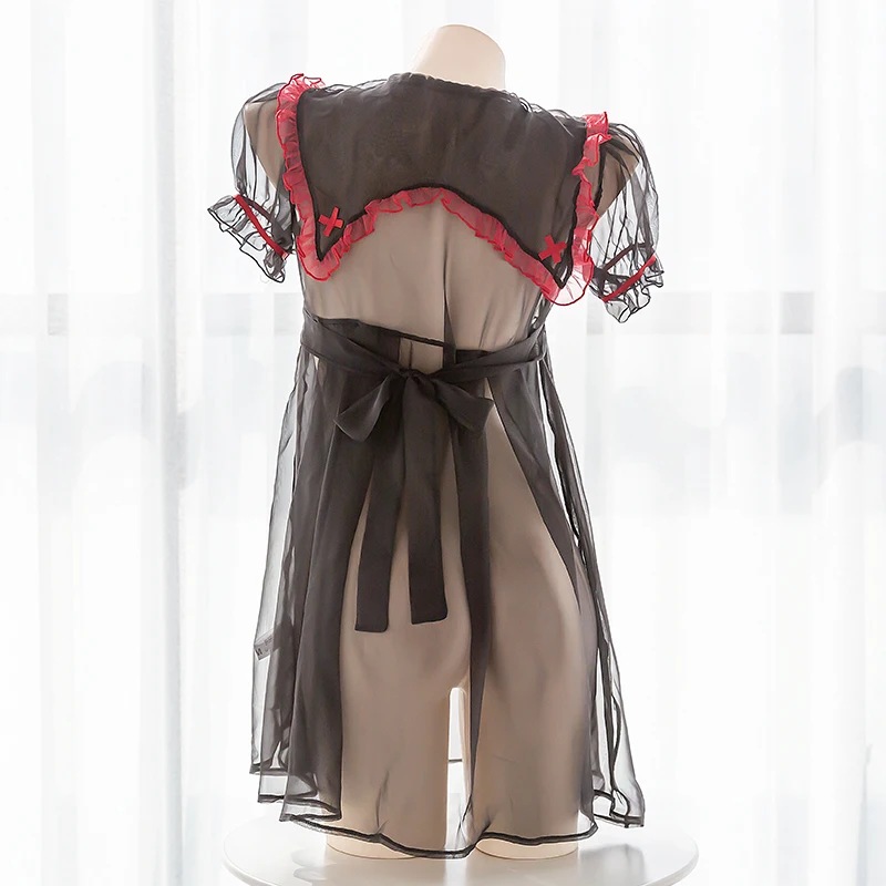 Женское сексуальное черное прозрачное платье вампира для девушек, милое платье с рукавами-пузырями, форма, воротник, наборы, Милая Ночная ру... от AliExpress RU&CIS NEW