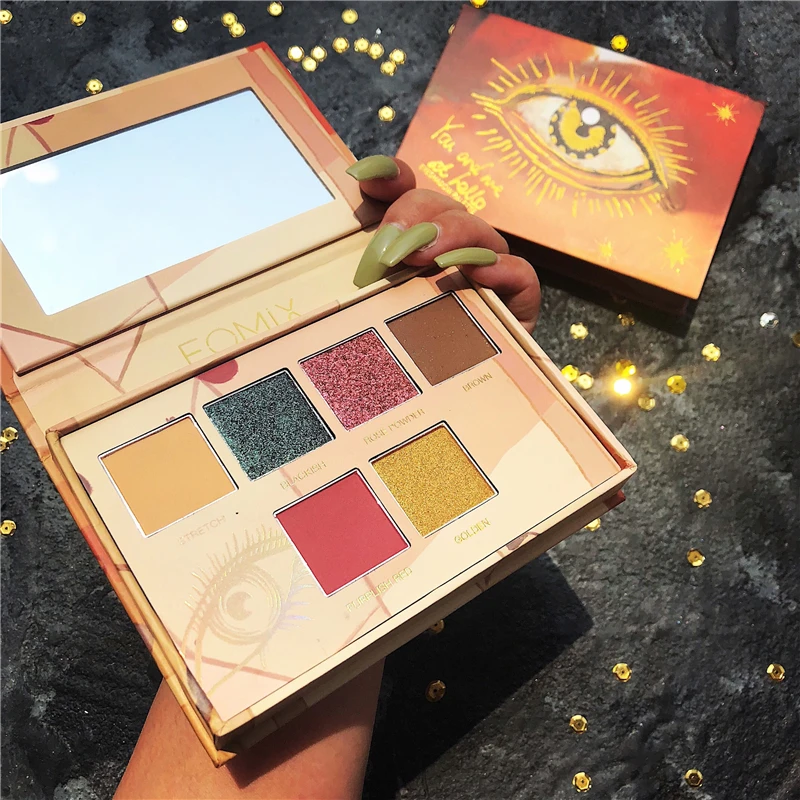 6 цветов мерцающие матовые тени для век Палитра блестящие металлические алмазные