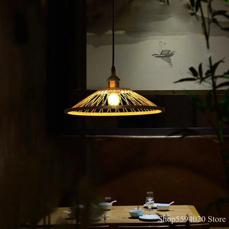 New Chinese Bamboo Restaurant Chandelier Living Room Bedroom Tea Bar Hanging Lamp Creative Southeast Asia Zen Led Lamps |