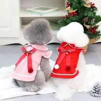 pet clothes warm holiday dog clothes small and medium sized dogs chihuahua hiromi costume bow coat puppy kitten new year costume