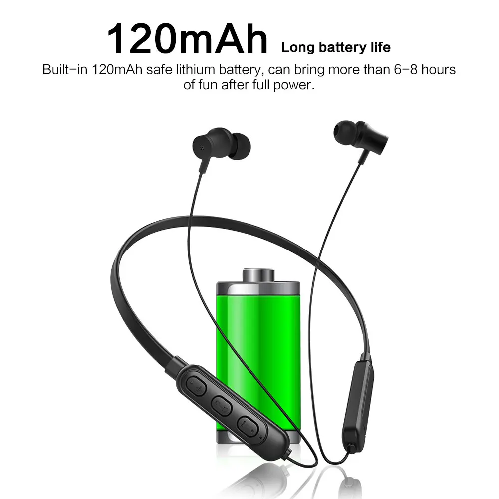 Спортивные Беспроводные Bluetooth 5,0 наушники гарнитура наушники с микрофоном IPX5 водонепроницаемые магнитные наушники шейным ремешком для iPhone Xiaomi