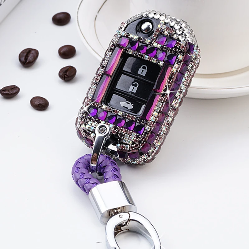 Кристальный Алмазный чехол для ключей автомобиля защита Honda Civic CR-V HR-V Accord Jade Crider