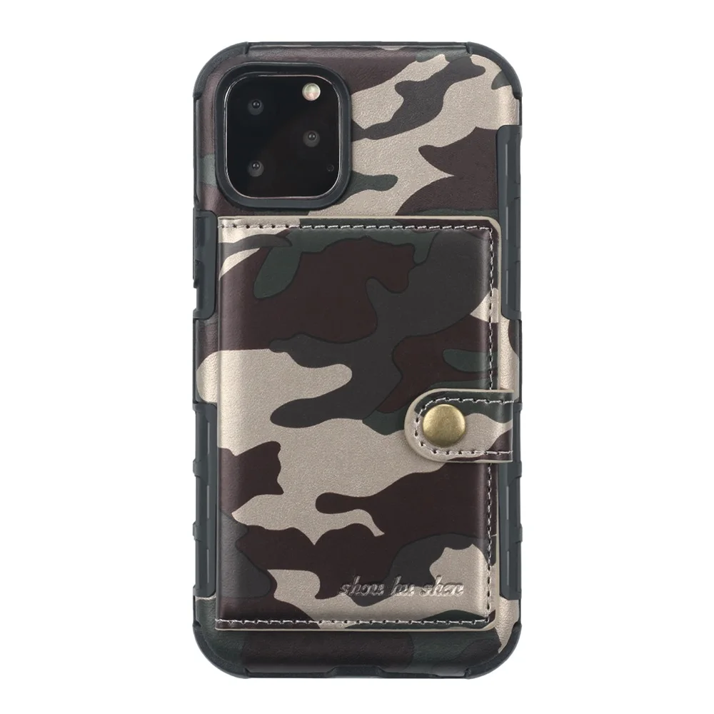 Камуфляжный чехол-кошелек для iPhone 11 Pro Max, чехол-кошелек с несколькими картами, ТПУ+ искусственная кожа, Чехол для карт iPhone 11 - Цвет: Green
