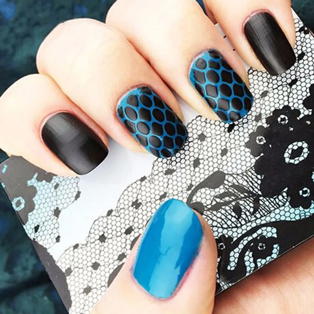 24 листа новый ноготь полые Нерегулярные сетки трафарет многоразовый для