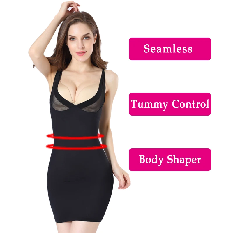 Minxilim Women Butt Lifting Waist Slimming Control Slips Off Shoulder Shapewear Seamless Shaper Flat Belly Underwear Petticoat