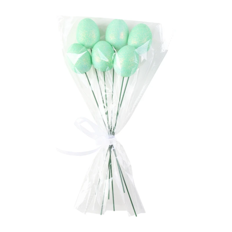 

Wholesale Glitter Foam Easter Egg Picks Spring Garden Plant Stakes Easter Basket Flower Picks Easter Decorations Set Of 6