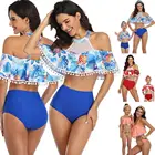 Одинаковые бикини с открытыми плечами для мамы и дочки, детский купальник, купальник для мамы и дочки, пляжная одежда