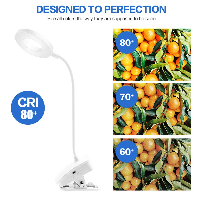 

led table lamp USB rechargeable bedside clip book lamp three-tone light children's eye protection reading table lamp xiomi FCC