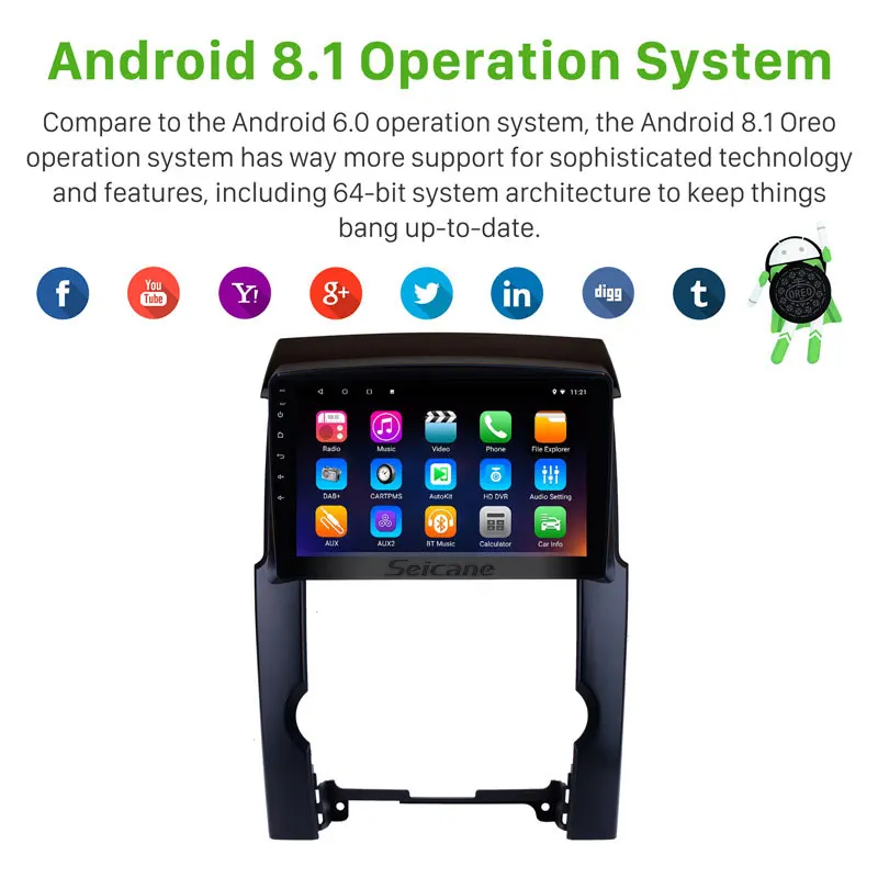 Автомагнитола Seicane 10 1 дюйма Android 9 0/8 4 ядра HD 1024*600 GPS мультимедийный плеер Navi для KIA