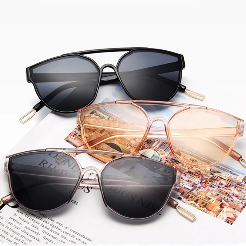 

Brand Designer Sunglasses Women Double Bridge Sun Glasses For Women Transparent Jelly Color Cute Sexy Vintage Pink Black Ladies