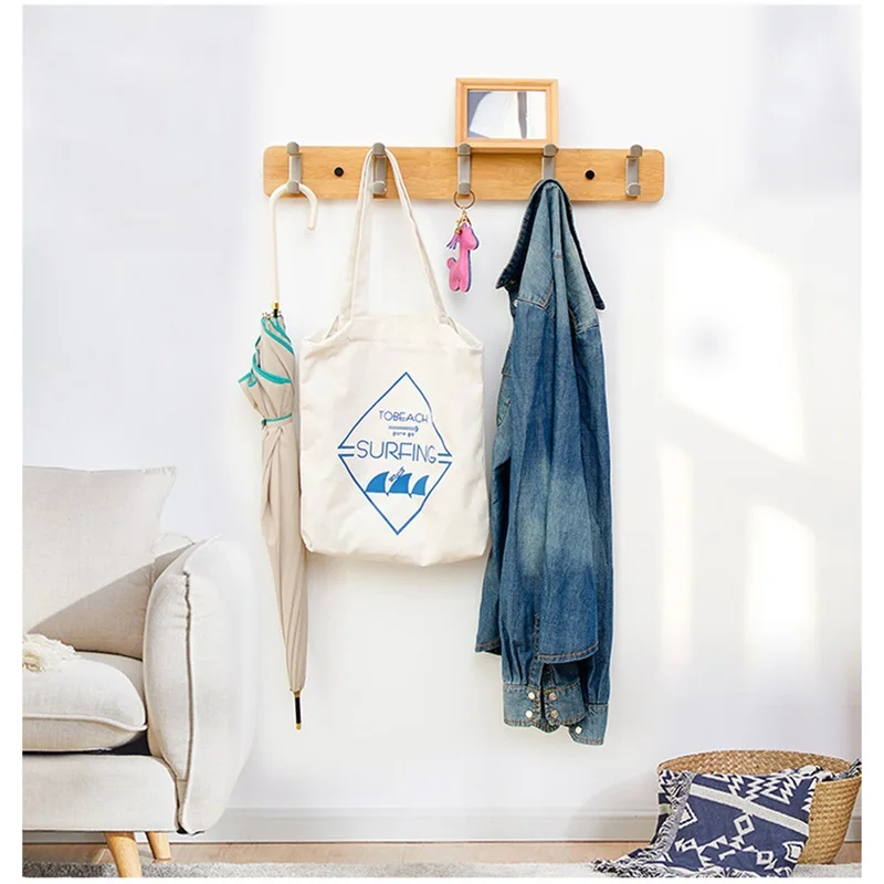 Креативный сплав двойные крючки бамбуковые настенные вешалки для одежды в