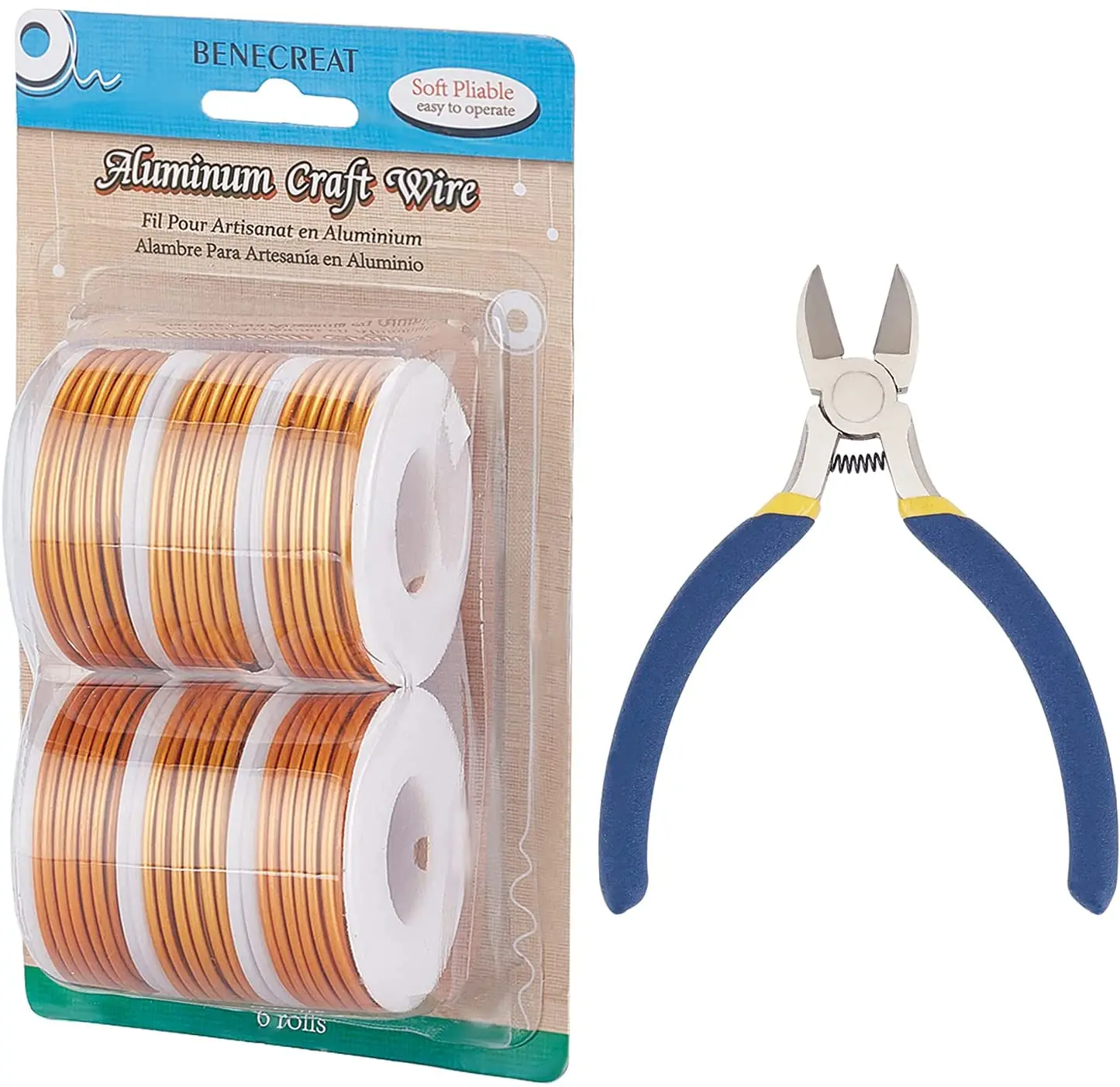 

6 rolls of 114 feet matte aluminum wire No. 12 orange anti-rust process line side cutting pliers gardening carving production
