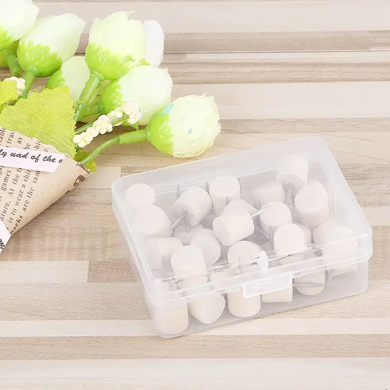 

40Pcs Cylinder Wooden Thumbtack Creative Decorative Drawing Push Pins Wood Head R66C
