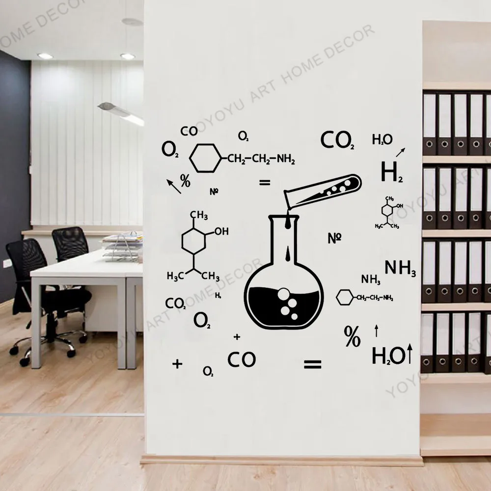 Pegatinas de pared de fórmula química para decoración del hogar, calcomanía de vinilo moderna para sala de estar, clase de ciencia, laboratorio, tb718