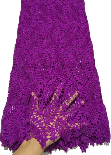 Пурпурный африканский гипюр кружевная ткань с блестками 2020 Высококачественная