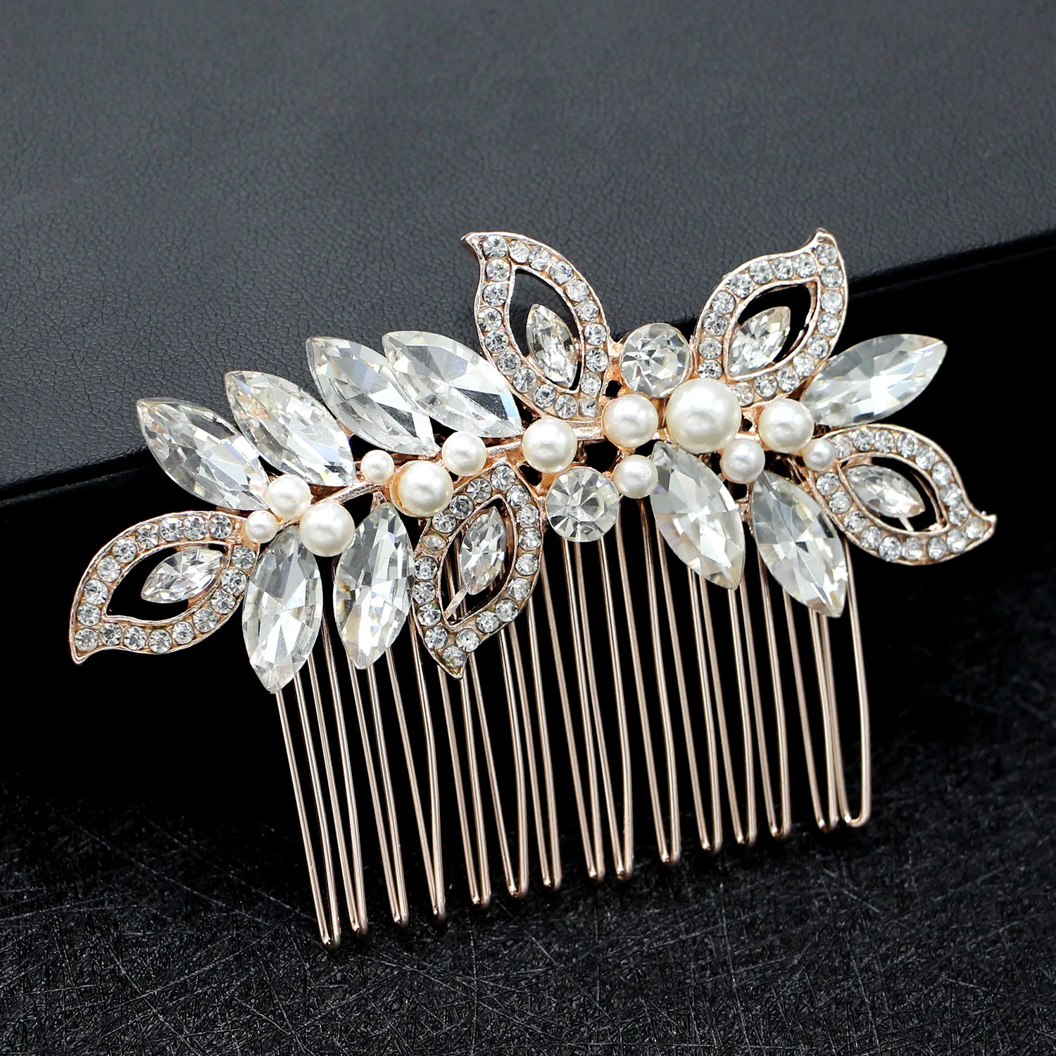 Стразы гребень для волос с листьями Свадебная вечеринка боковая расческа