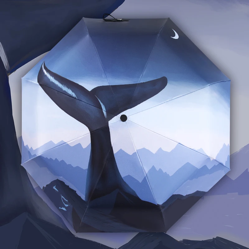 

Зонтик КИТ для женщин и мужчин, компактный, ручной, большой, ветрозащитный, Прочный Зонтик, рыба удачи