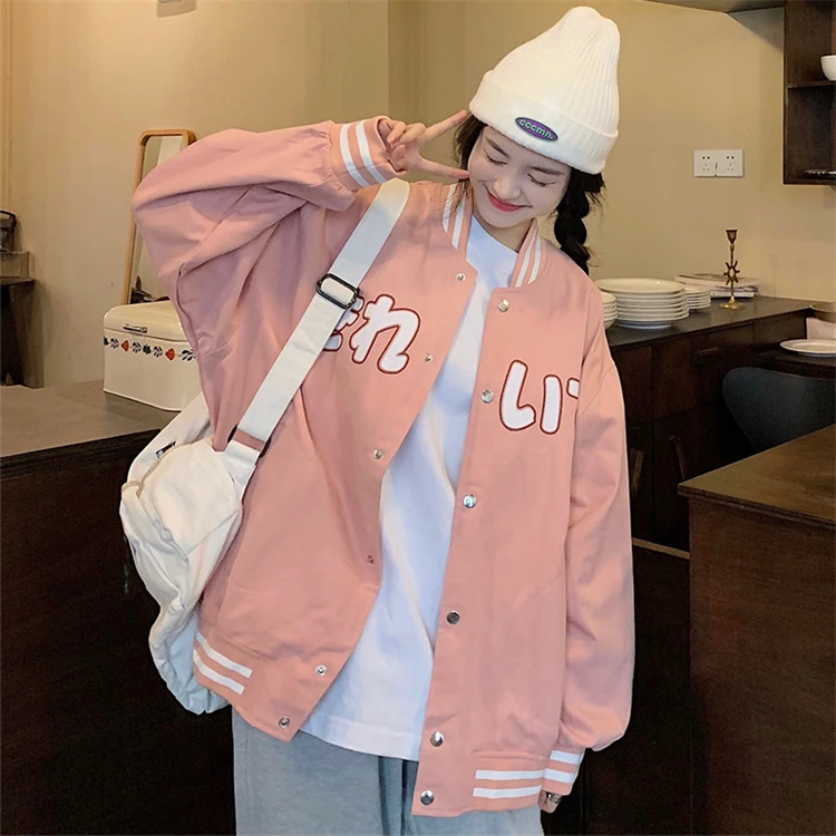 

Women's baseball uniform jacket 2021 new autumn Korean style loose thin casual loose jacket