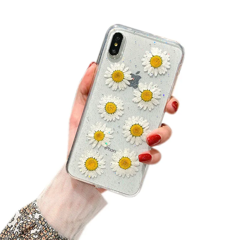

Transparent Epoxy Flower Phone Case is suitable for iPhone11 12Pro Max mini X XR XSMax 8 7 6PluS anti-drop protective back cover