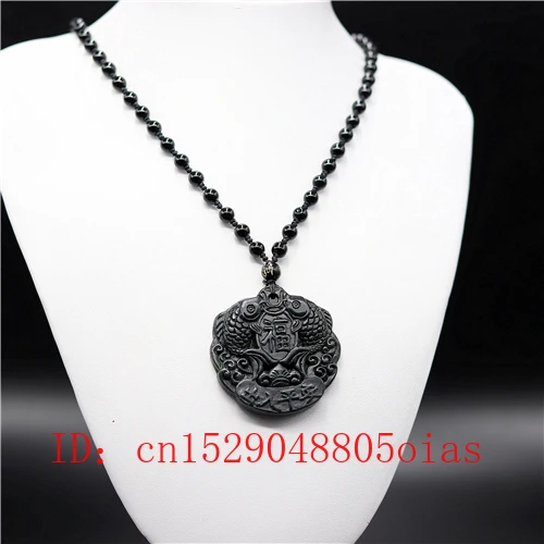 Natural Black Green Chinese Jade Fish Pendant Obsidian Pisces Necklace Charm Jewelry Accessories Carved Amulet Gifts for Men | Украшения и