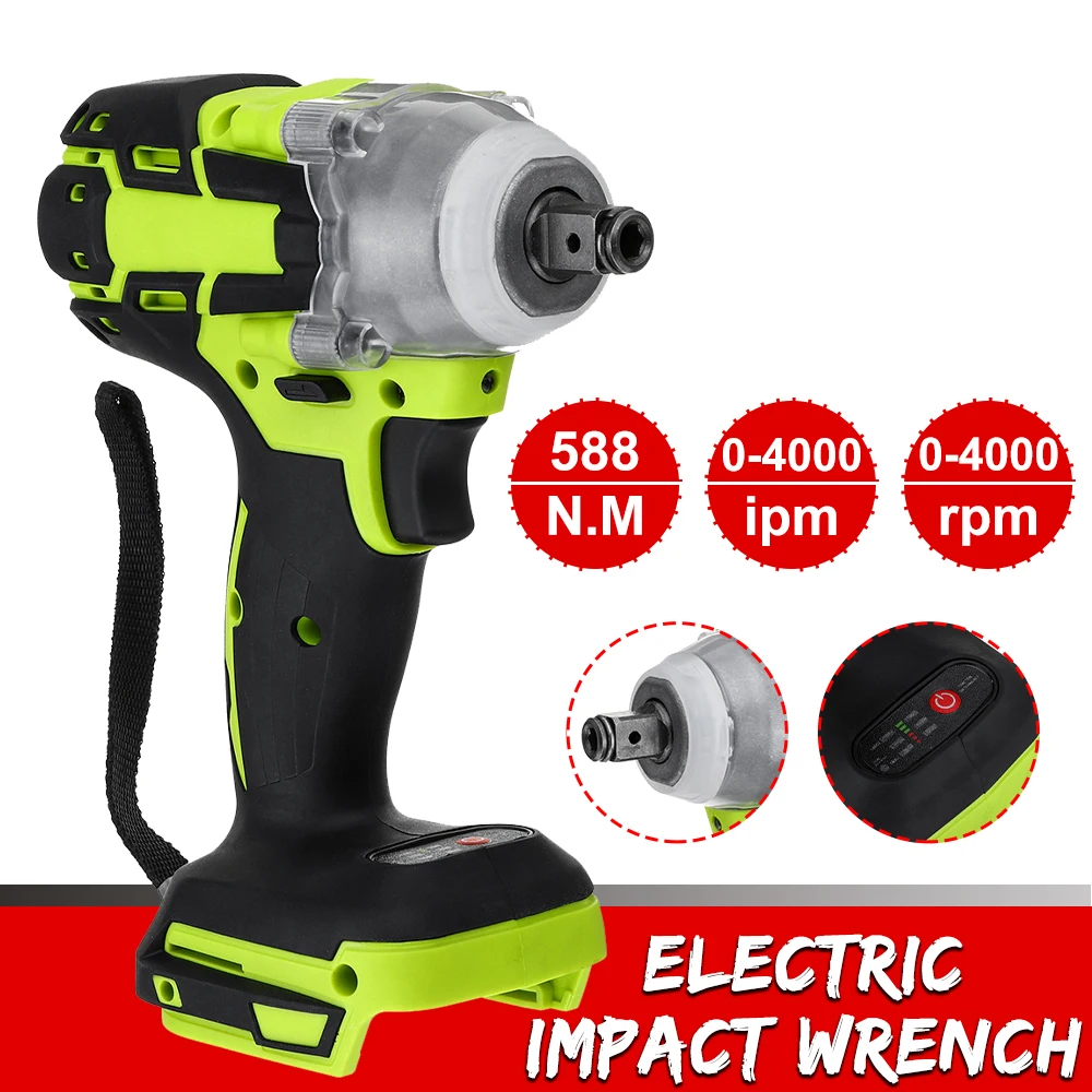 18 в 588N.M Электрический Перезаряжаемые бесщеточный ударный гайковерт