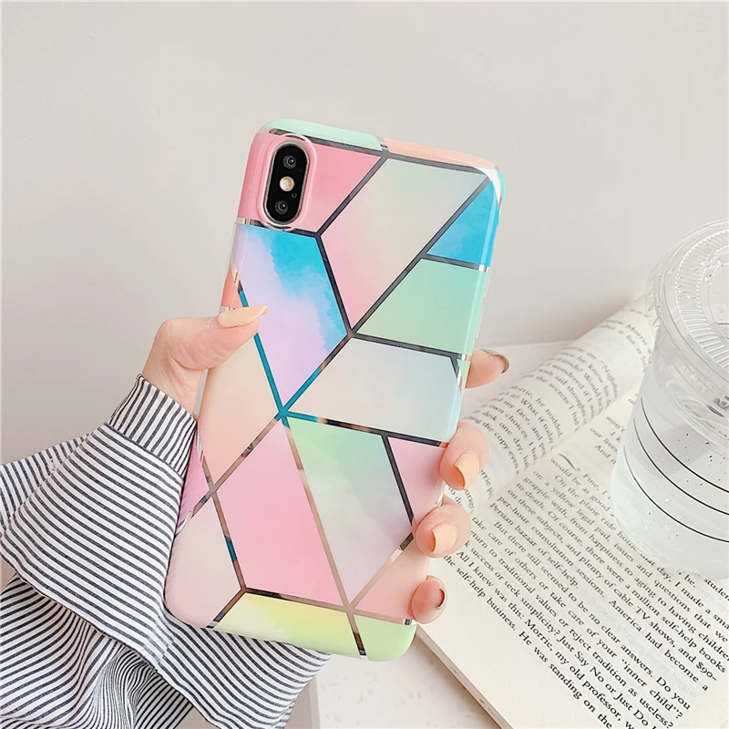 Чехол с градиентным узором для IPhone X 8 6 6s 7 Plus Мягкий полиуретановый край iPhone XS MAX XR |