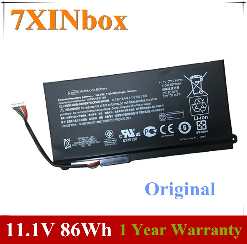 Аккумулятор для ноутбука 7XINbox 11 1 В 86 Вт/ч VT06XL HP Envy 17 3000 17T TPN I103 VT06 VT06086XL 657240 171