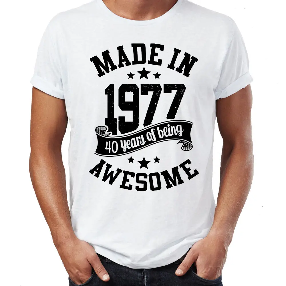 

homme brand clothing for men T shirt Made in 1977 Born 40th Year Birthday Age Present Vintage Design Men T-shirt