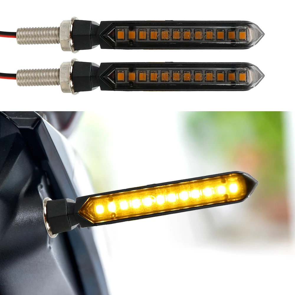 

LED Turn Signals Light 1 Pair Yellow Flowing Water Blinker Light Universal Motorcycle Signal Lamp 12 LEDs