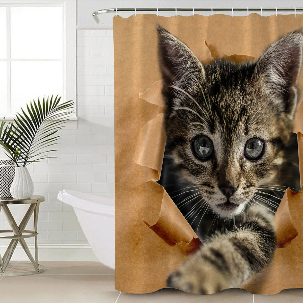 Водонепроницаемая моющаяся Шторка для ванной с рисунком кошки|Шторы душа| |