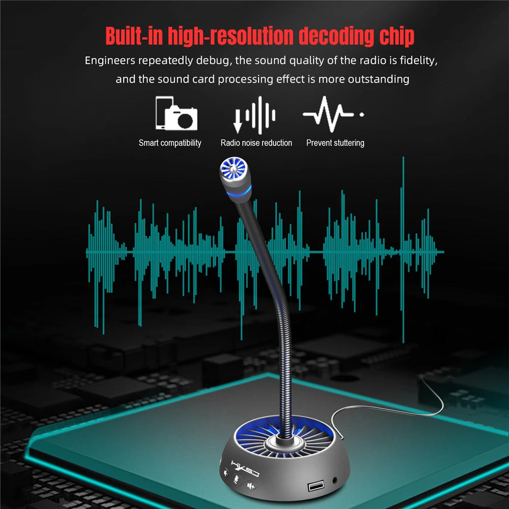 Multifunctional RGB Mini Microphone For Computer USB Professionnel Gaming Condenser Microphone For Windows With Button enlarge