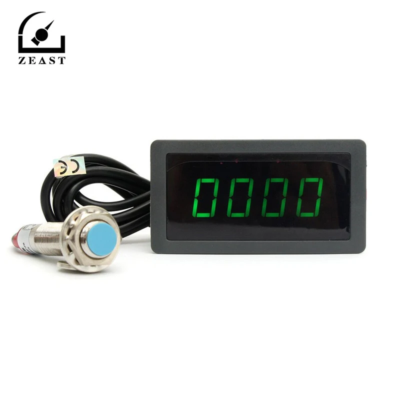 Тахометр 4 Цифровой Зеленый светодиодный Tach RPM измеритель скорости с Холлом датчик приближения NPN 12 В
