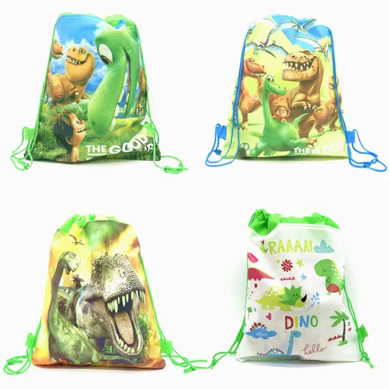 

4 style Cartoon Dinosaur Drawstring Backpack Non-Woven Fabric Loot Bag Gift Bag Theme Party For Kids Boy Birthday Decoration 1p