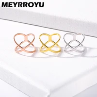 meyrroyu stainless steel new punk 3 color cross x three dimensional rings 2021 trend for women couple gift party fashion jewelry