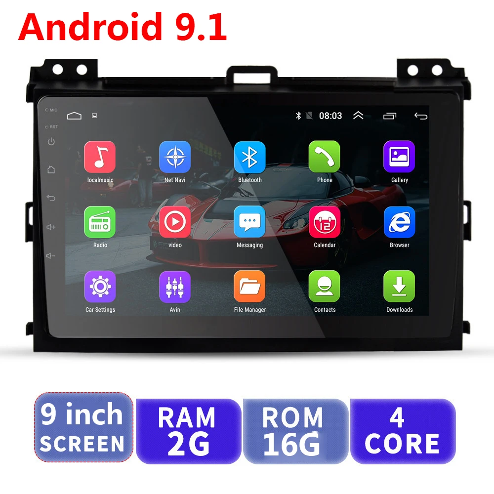 2 Din Android 9 1 Автомобильный мультимедийный видеоплеер Авторадио для Toyota Land Cruiser Prado