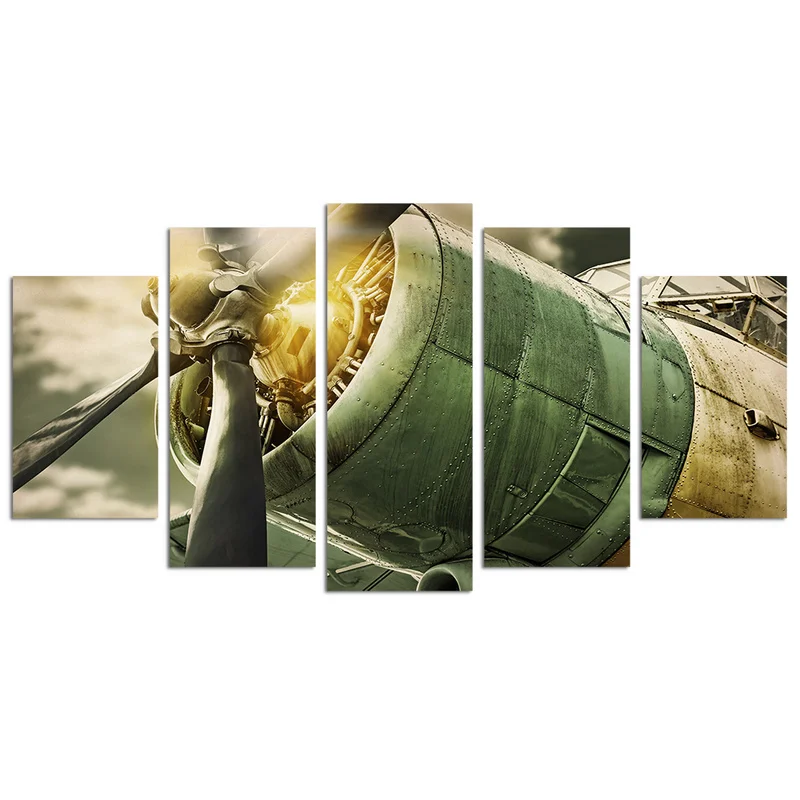 Винтажная картина в стиле ретро с изображением самолета на холсте современная