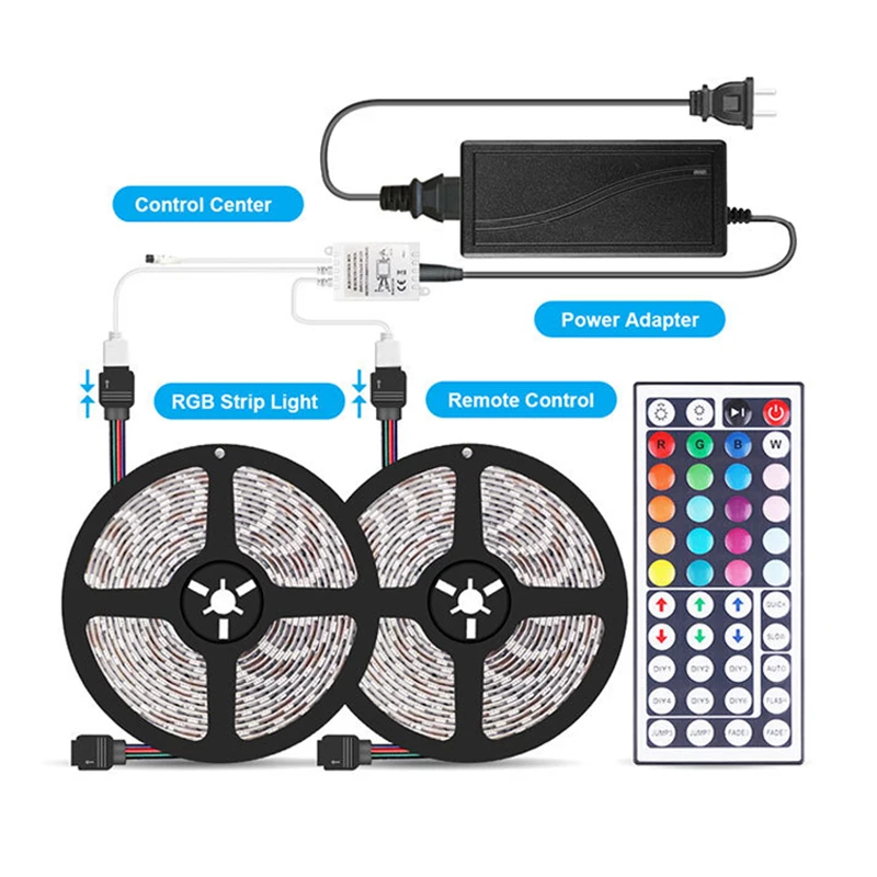 

LED Strip RGB Led Light Tape SMD 2835 DC12V Waterproof LED Light 10m diode Ribbon Flexible with Remote Control Adapter Kit