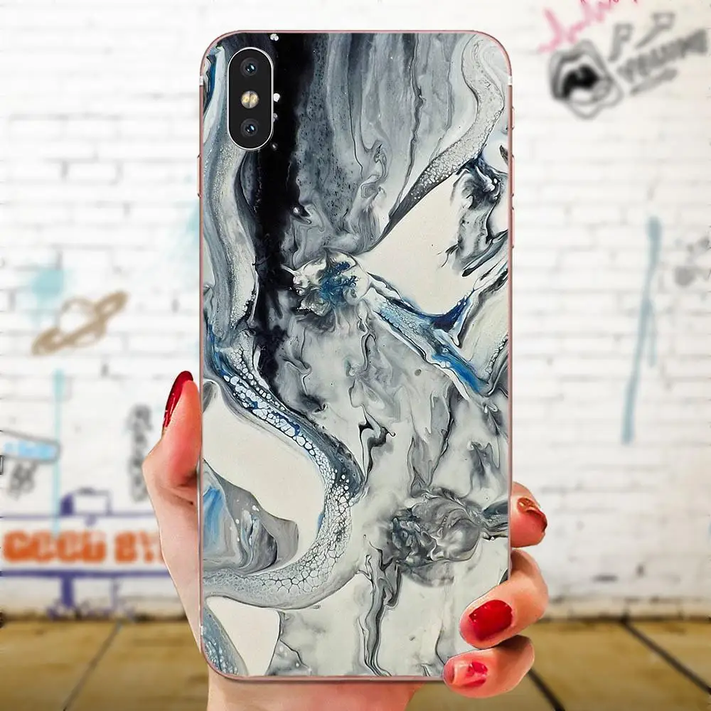 Мраморная мозаика из ТПУ на заказ с синим для huawei Honor mate 7 7A 8 9 10 20 V8 V9 V10 G Lite Play Mini Pro P