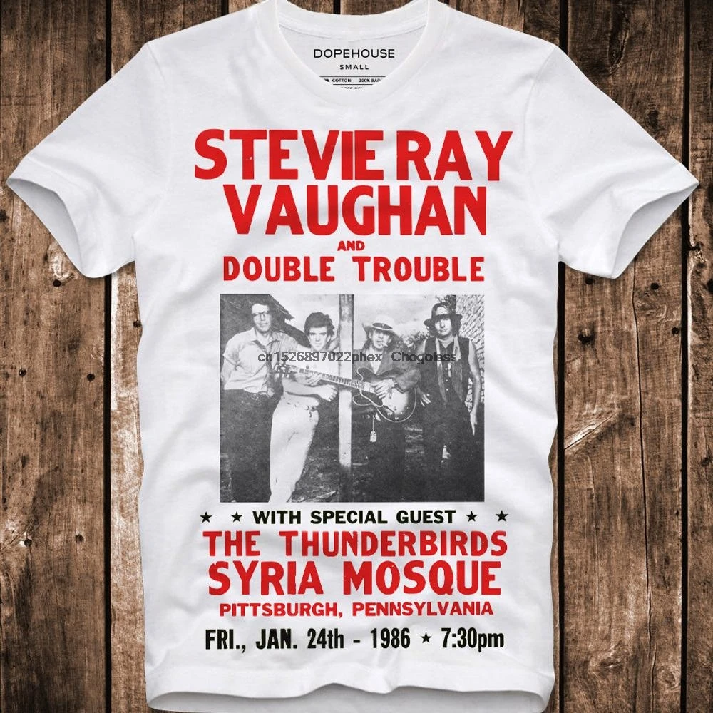Футболка Stevie Рэй Воган постер с двойным неудобством для прямой трансляции