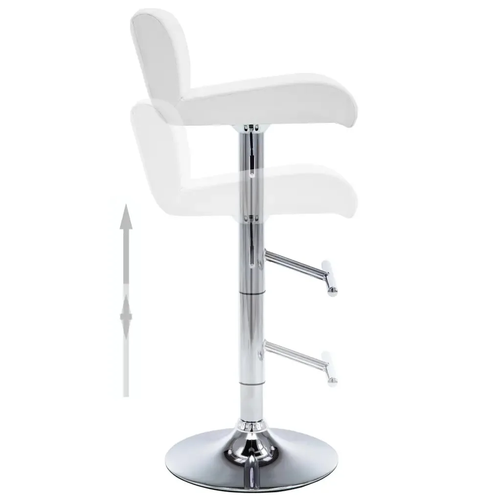2 шт. VidaXL барный стул регулируемая высота белый кожзам белое кожаное покрытие
