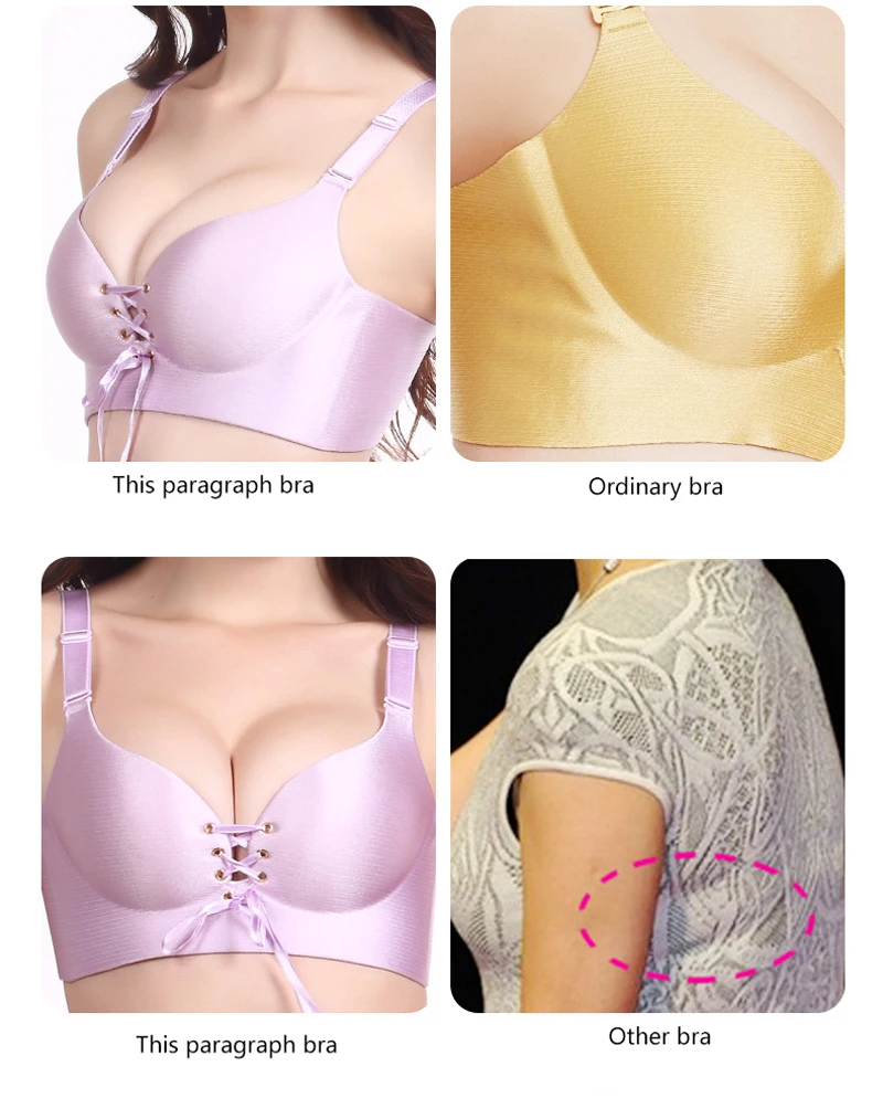 

Sexy Seamless Bra for Women Ladies Gathered Push Up Lingerie Adjustable Wire Free Comfortable Bra Brassiere Underwear