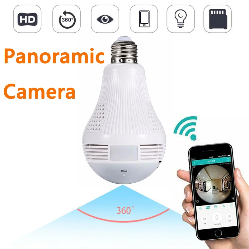 360 Panora mi c ламповый светильник ni камера Espia Oculta IP домашний монитор безопасности Wifi