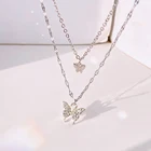 Новое блестящее Двухслойное ожерелье с бабочкой женское изысканное Двухслойное ожерелье на цепочке до ключиц ювелирные изделия для женщин подарок