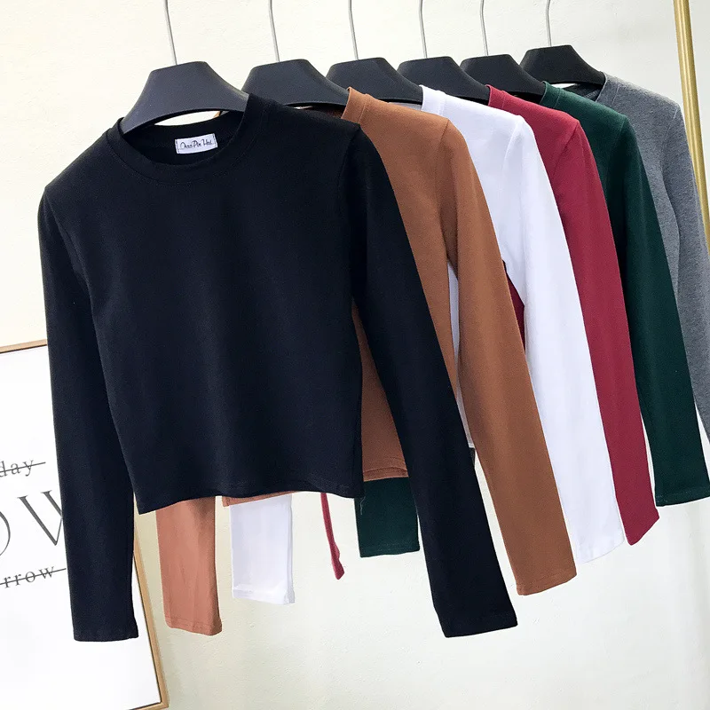 

Long-sleeved t-shirt women's autumn bottoming shirt short