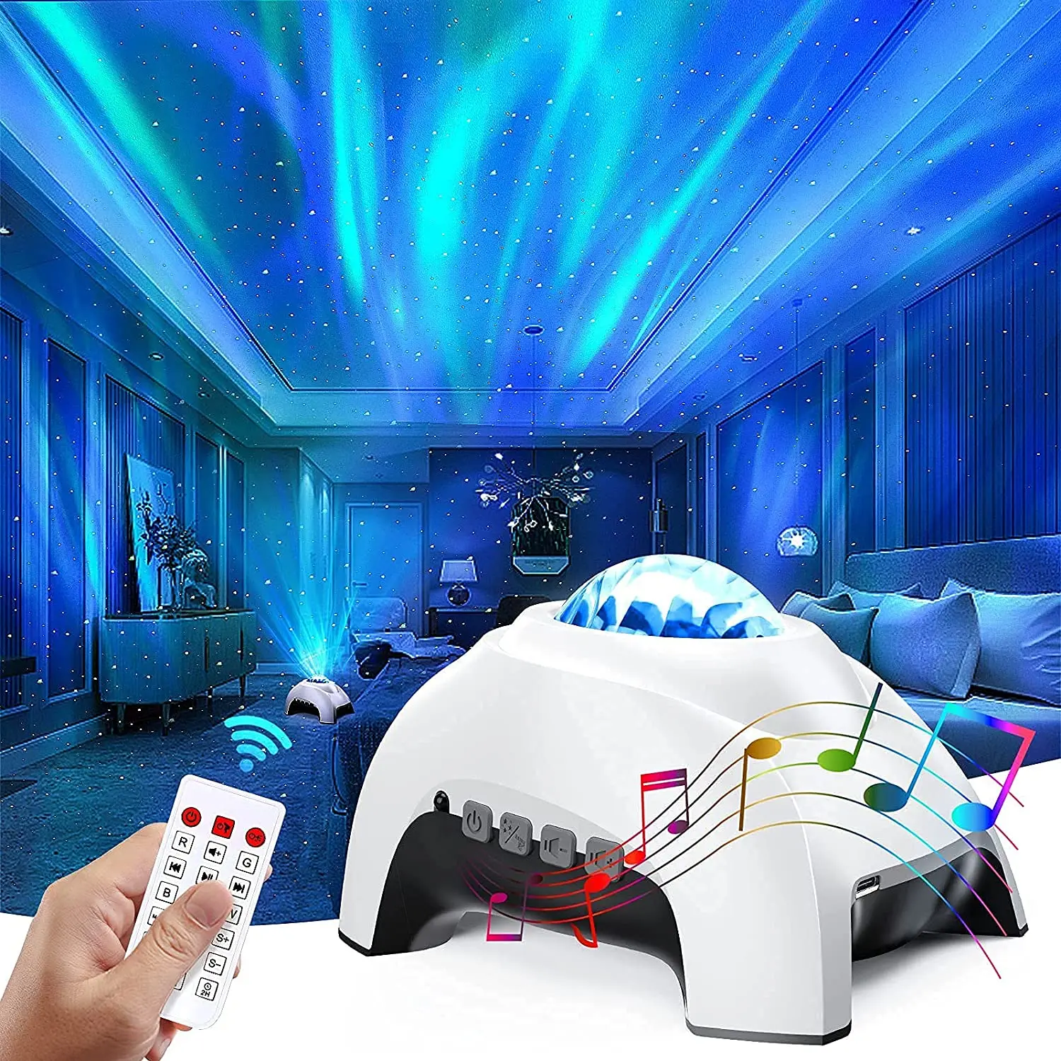 

Colorful Aurora Light White Noise Night Ligh Northern Lights Star Projector Nebula Moon Lamp Bluetooth-compatible Music Speaker