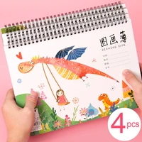 4 booksset a4 childrens coil drawing book baby paint graffiti child blank picture book sketch paper school supplies stationery