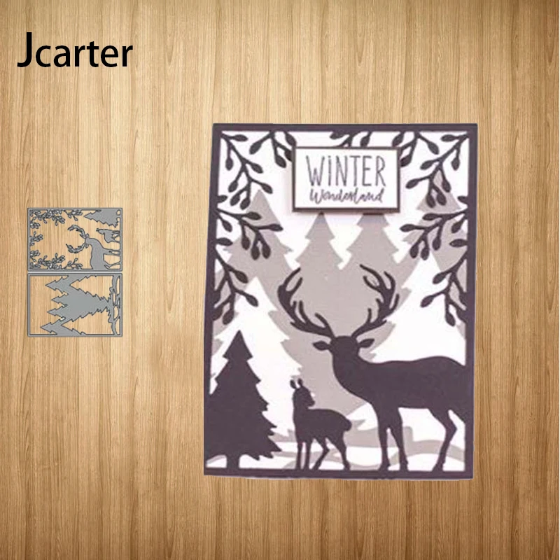 С принтом олень рождественская ёлка фон металлический Трафаретный вырубной