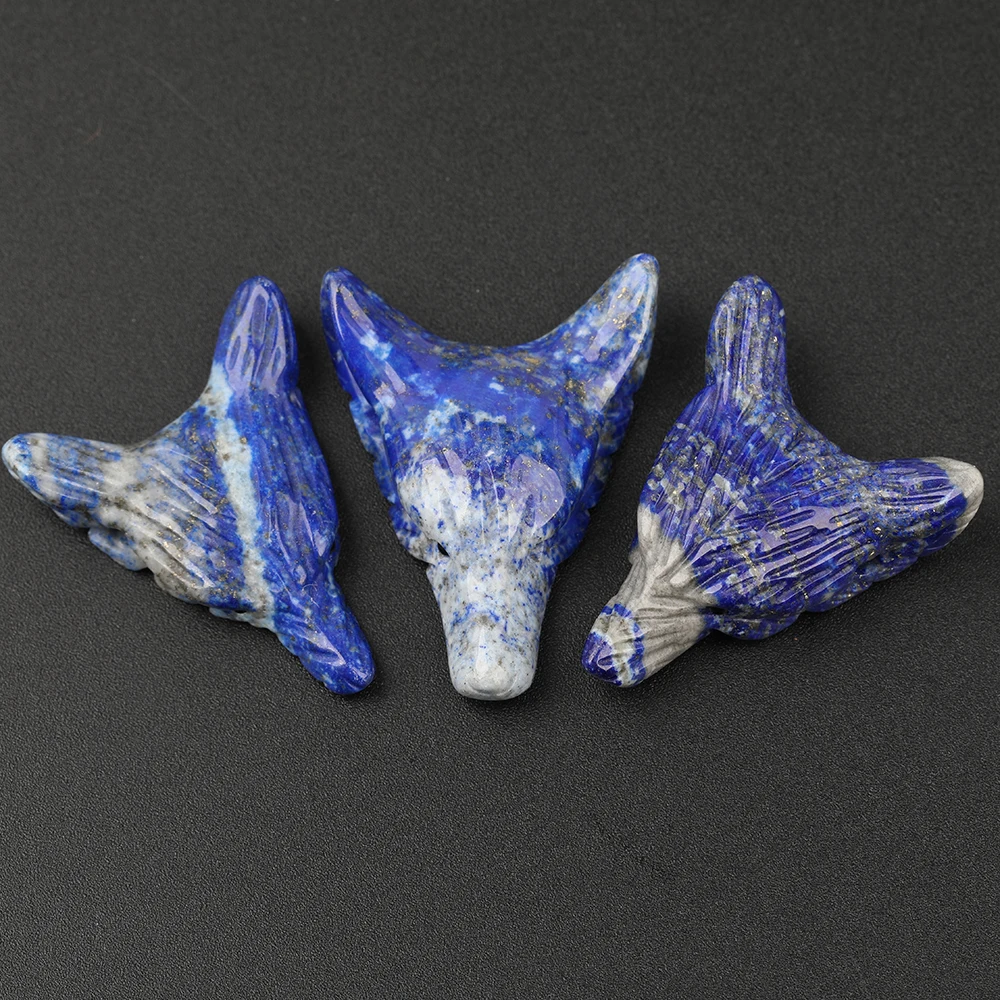 30x35 мм натуральный Лазурит резная подвеска в виде волчьей головы ожерелье