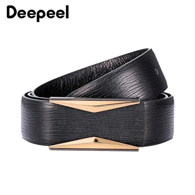 Deepeel 1 шт. 3,4 см* 105-125 см мужской ремень из натуральной кожи официальный костюм брюки гладкая пряжка для ремня металлический Starp подарок для мужчин ремни